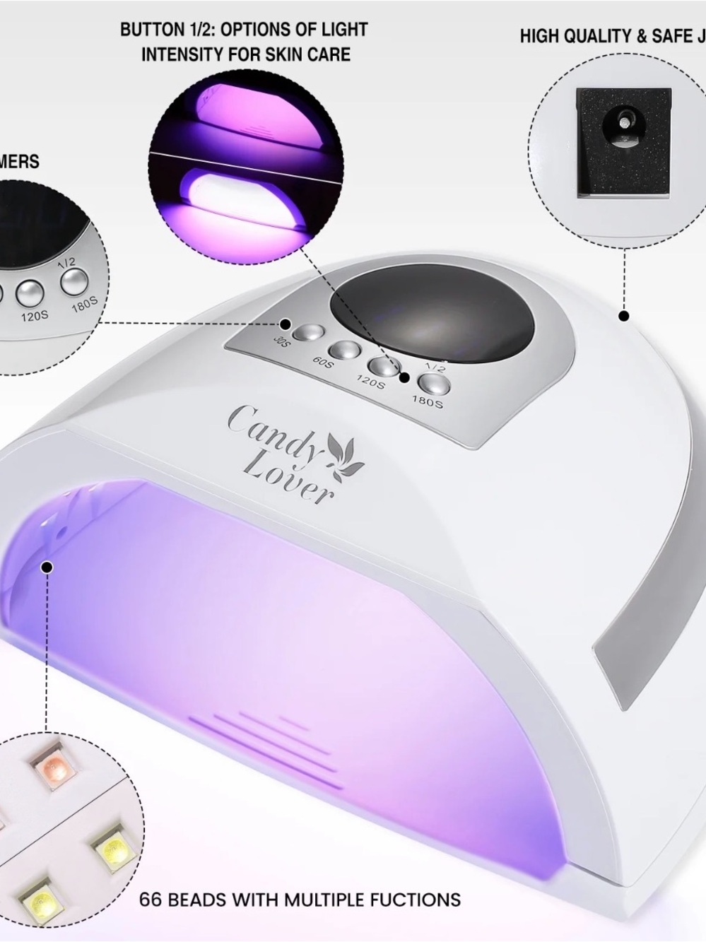 Candy Lover UV LED Nail Lamp - White with Purple Light
